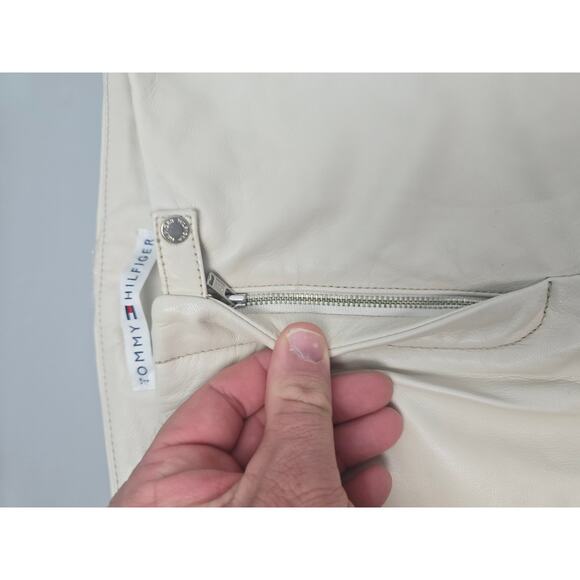RARE VINTAGE Tommy Hilfiger Leather Pants Women's Size 6 CREAM OFF WHITE - Picture 6 of 13